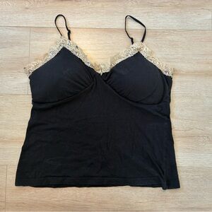Derek Heart Black Camisole with Cream Lace